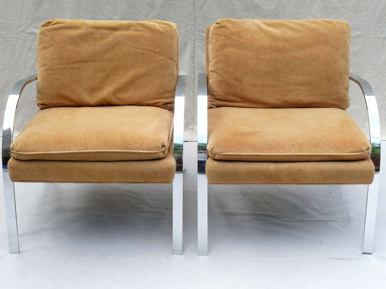 Stainless Steel Pair of Arco Lounge Chairs by Paul Tuttle