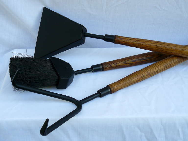 Leather Set of 1960s Raymor Modernist Fire Tools