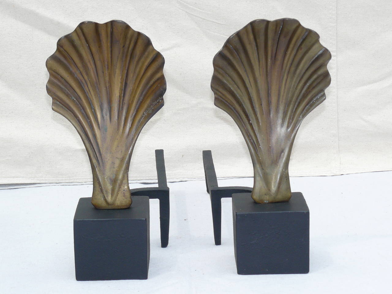 Style of Jean Michel Frank shell andirons.