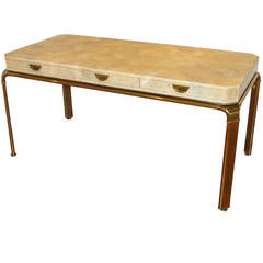John Widdicomb Lacquered Wood and Brass Writing Table