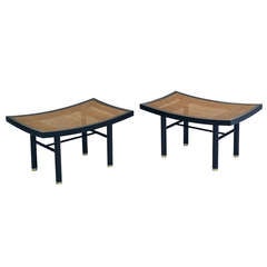 Michael Taylor for Baker Pair of Cane Benches