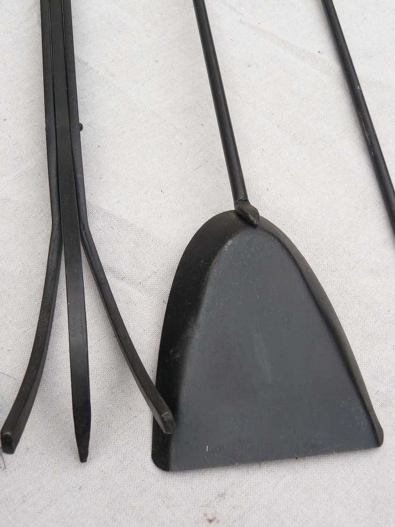 Pilgrim 60s Modernist Wrought Iron Fire Place Tool Set In Excellent Condition In Kensington, MD