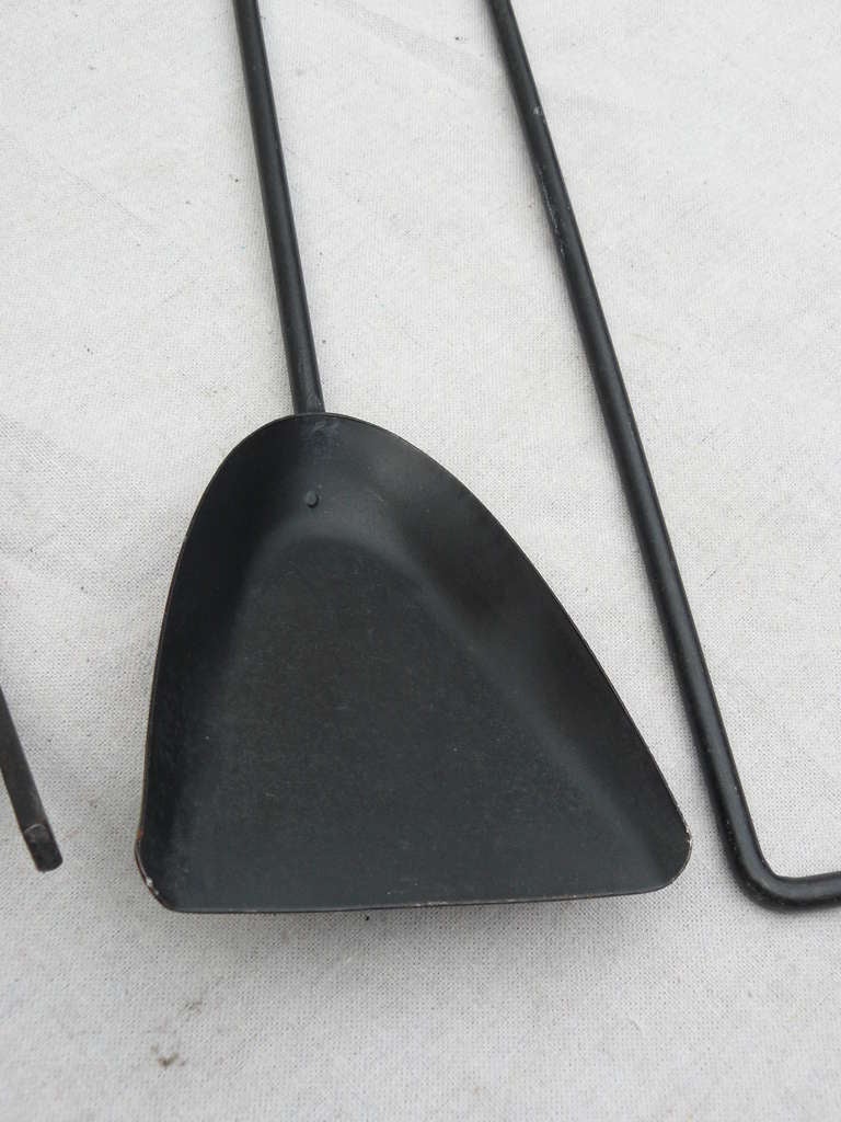 Mid-20th Century Pilgrim 60s Modernist Wrought Iron Fire Place Tool Set