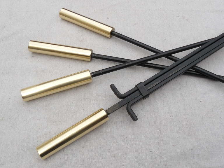 American Pilgrim 60s Modernist Wrought Iron Fire Place Tool Set