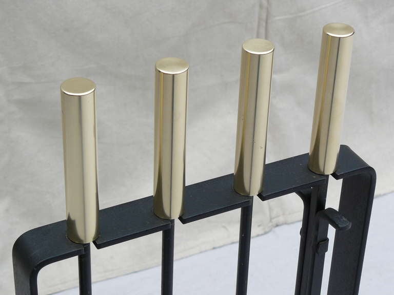Mid-Century Modern Pilgrim 60s Modernist Wrought Iron Fire Place Tool Set
