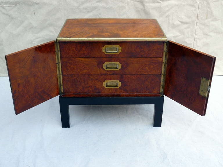 Exquisite Early 1800, British Burl and Brass Cigar Humidor Chest on Stand 1