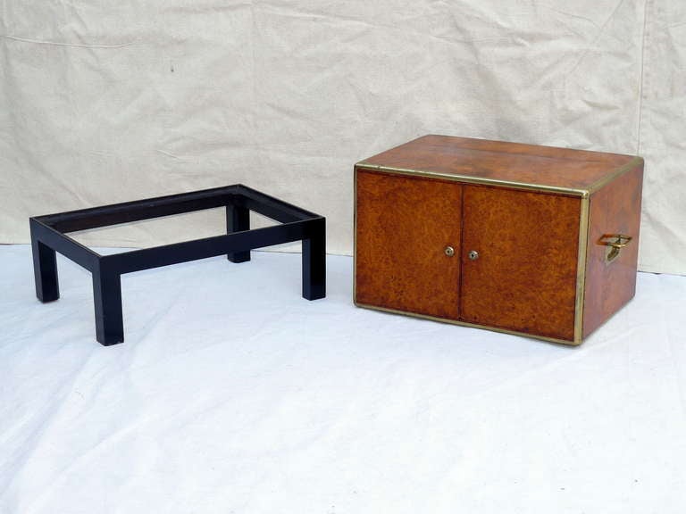Exquisite Early 1800, British Burl and Brass Cigar Humidor Chest on Stand 3