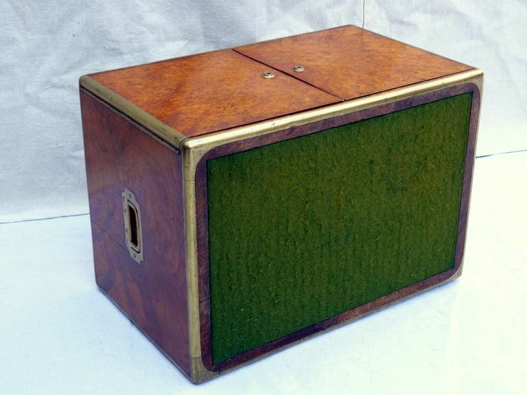 Exquisite Early 1800, British Burl and Brass Cigar Humidor Chest on Stand 4