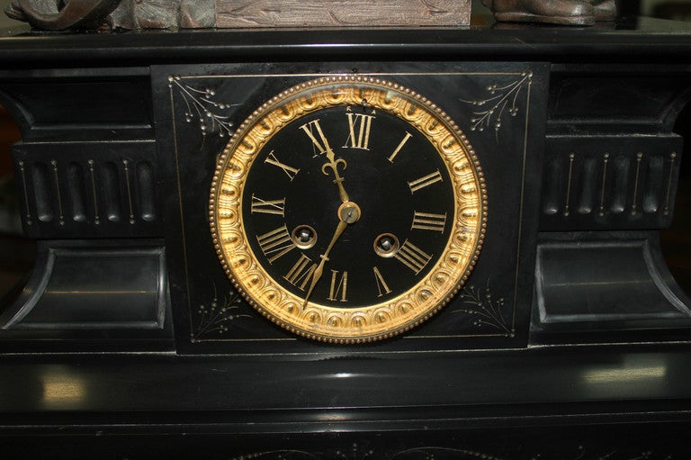 Antique French 3 Piece Napoleon III Clock Garniture Set 2