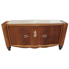 French Art Deco Period Palisander Buffet/ Tan Marble Top
