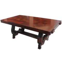 French Art Deco Solid Mahogany Dining Table Gaston Poisson