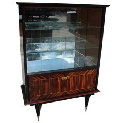 French Art Deco Exotic Macassar Ebony Vitrine/ Display Cabinet