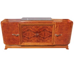 French Art Deco Burr Amboyna Buffet, Elaborate Hardware