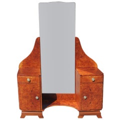 French Art Deco Burr Amboyna Ladies Dressing Vanity