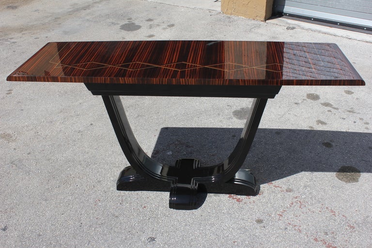 French Art Deco Exotic Macassar Ebony Console Table