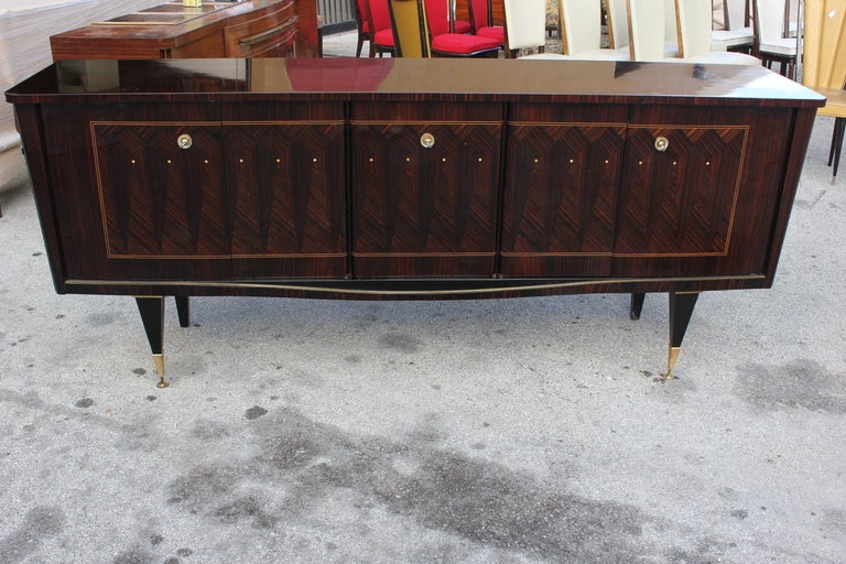 French Art Deco Macassar Ebony Buffet with Mother of Pearl Inlay