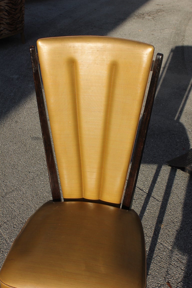 Set 4 French Art Deco Ebonized Walnut Dining Chairs 1