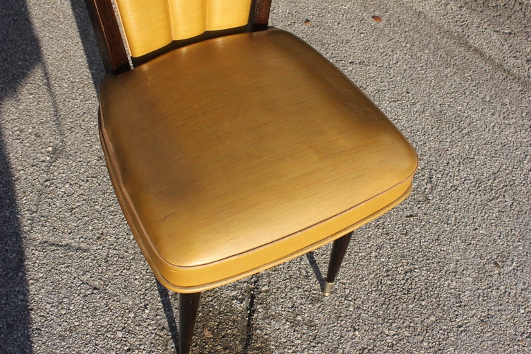 Mid-20th Century Set 4 French Art Deco Ebonized Walnut Dining Chairs