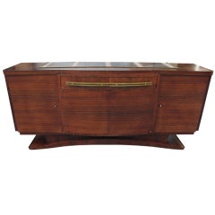 French Art Deco Classic Macassar Ebony Buffet, Black Portoro Marble Top