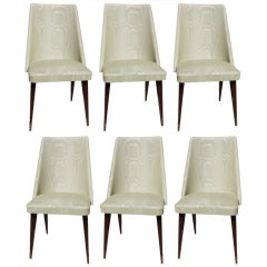 Set 6 French Art Deco Scoop Back Dining Chairs