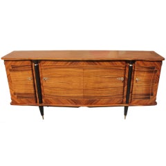 French Art Deco Macassar Ebony Buffet, Black Columns