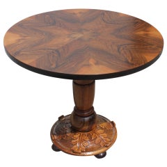 French Art Deco Round Exotic Walnut Cocktail/ Accent Table