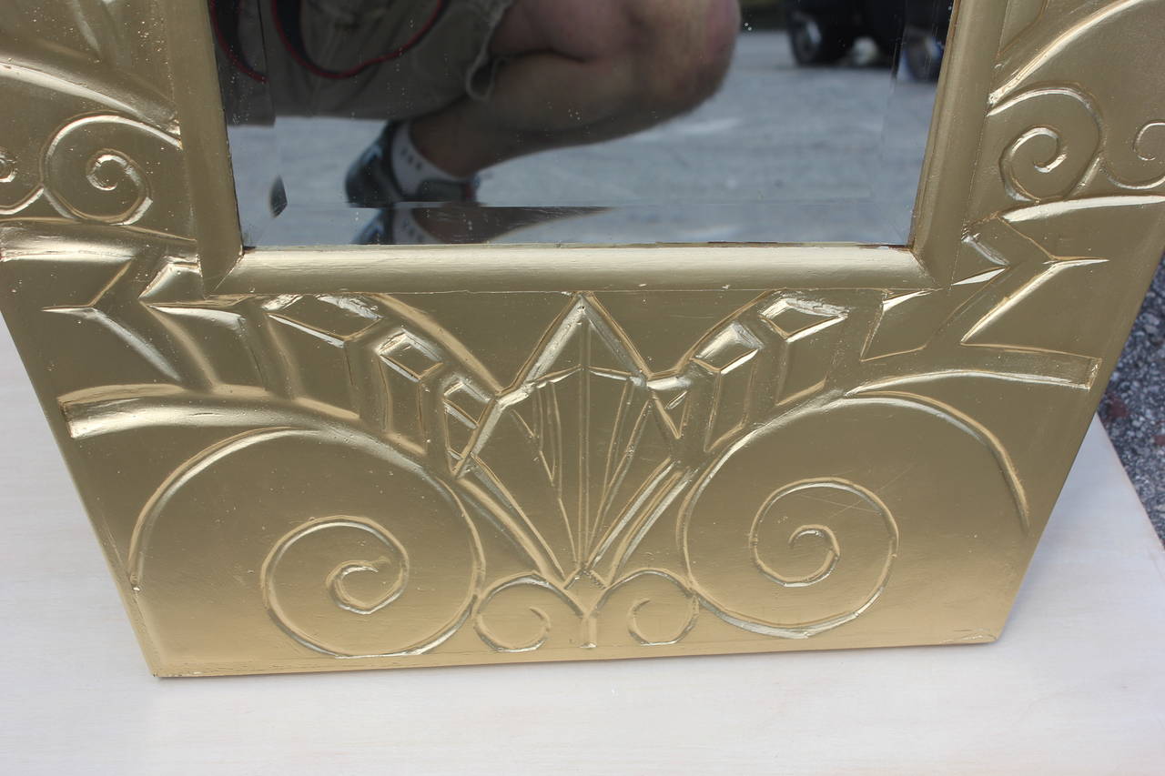 Monumental French Art Deco Gilt Plaster over Wood Relief Mirror 4