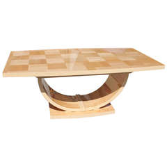 Mid Century Italian Art Deco Style Maple Dining Table, 1970's