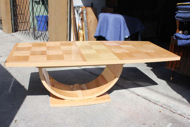 Late 20th Century Mid Century Italian Art Deco Style Maple Dining Table, 1970's