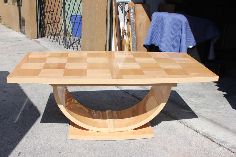 Wood Mid Century Italian Art Deco Style Maple Dining Table, 1970's