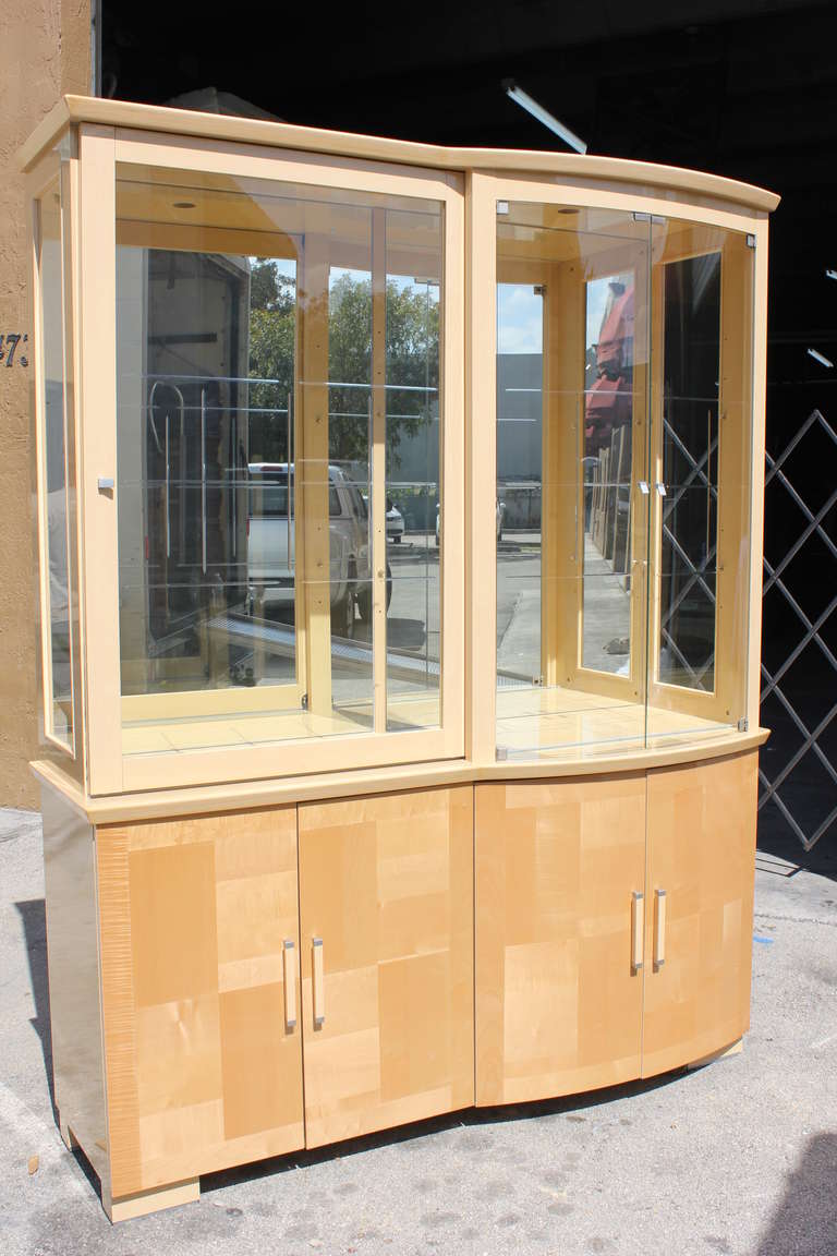 Mid Century Italian Art Deco Style Maple China Display at 1stDibs