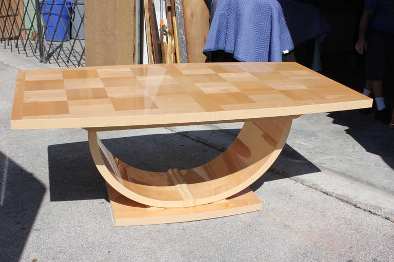 Mid Century Italian Art Deco Style Maple Dining Table, 1970's 3