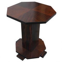 French Art Deco Macassar Ebony/ Mahogany Accent Table/ Gueridon