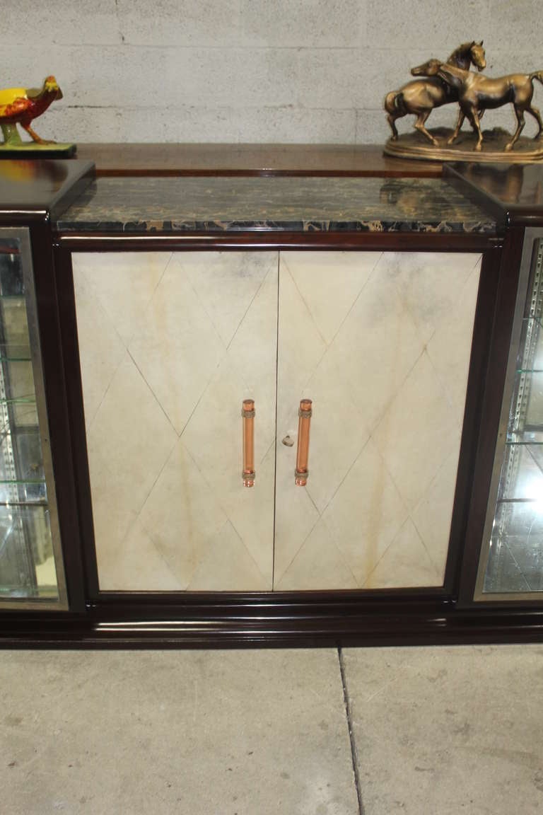 Huge French Art Deco Walnut, Parchment Bar or Display Buffet 3