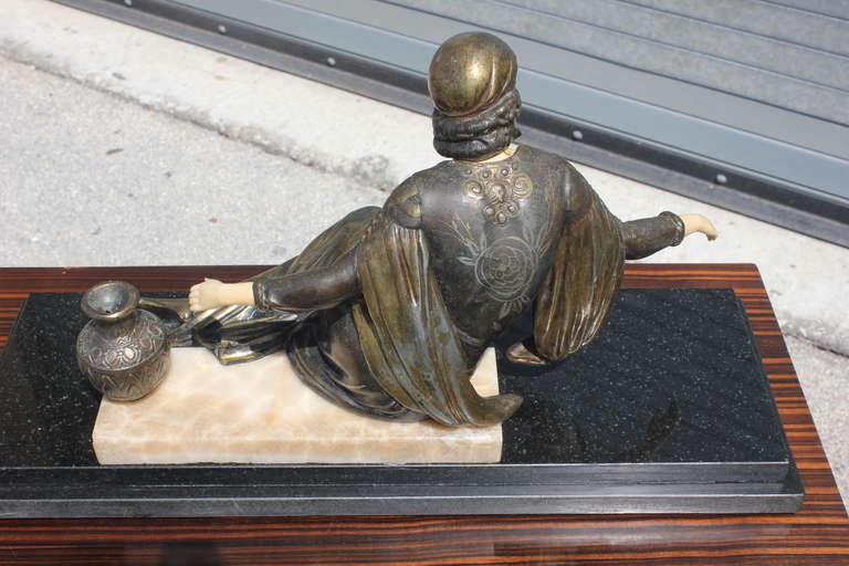 Mid-20th Century French Art Deco Patinated Metal Sculpture Deco Lady