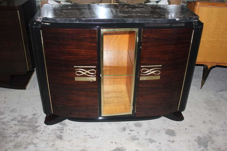 French Art Deco Exotic Macassar Ebony Buffet/ Vitrine In Excellent Condition In Hialeah, FL