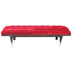 French Art Deco Exotic Macassar Ebony Red Velvet Sitting Bench