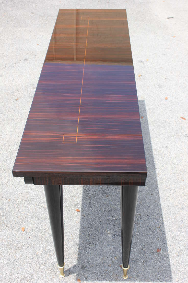 Mid-20th Century Stunning French Art Deco, Exotic Macassar, Ebony Console Table