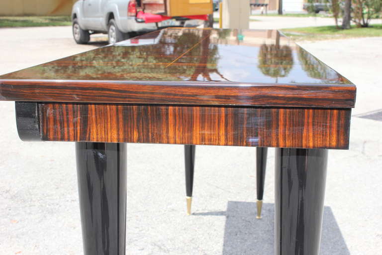 Stunning French Art Deco, Exotic Macassar, Ebony Console Table 1
