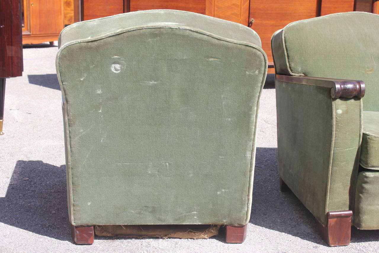 Pair of French Art Deco Club Chairs by Gaston Poisson, circa 1940s 3