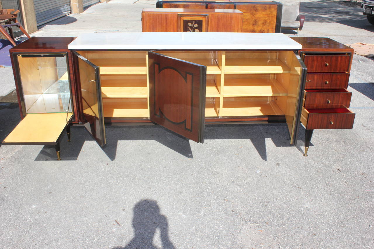 French Art Deco Sideboard or Buffet Palisander with Ebony Inlay, circa 1940 4