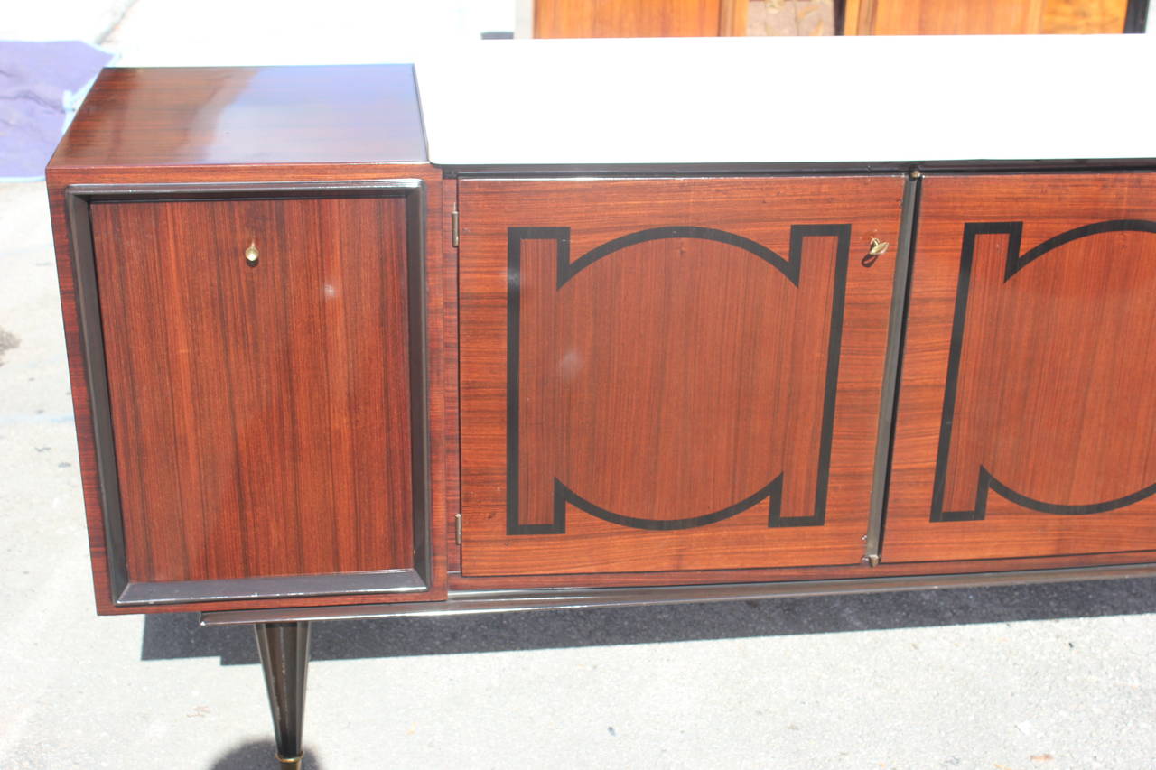 Mid-20th Century French Art Deco Sideboard or Buffet Palisander with Ebony Inlay, circa 1940