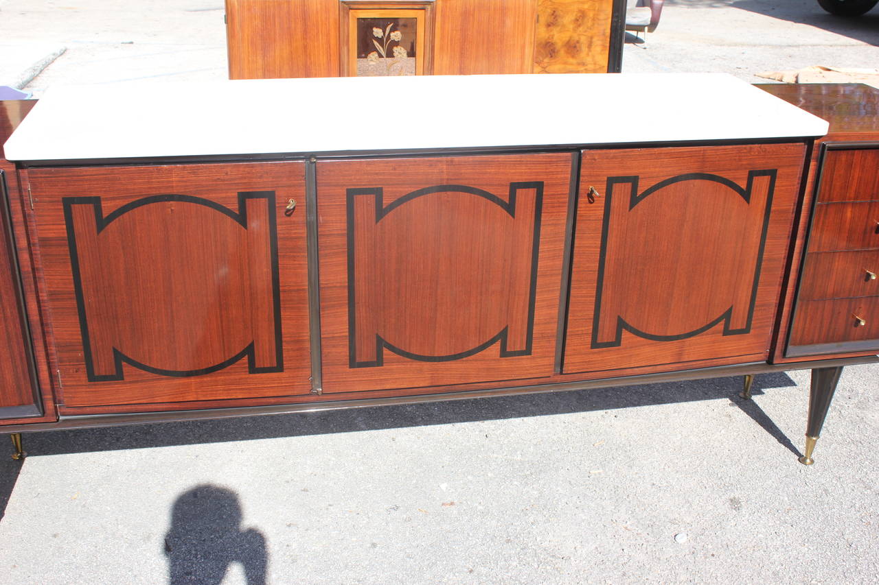 French Art Deco Sideboard or Buffet Palisander with Ebony Inlay, circa 1940 1