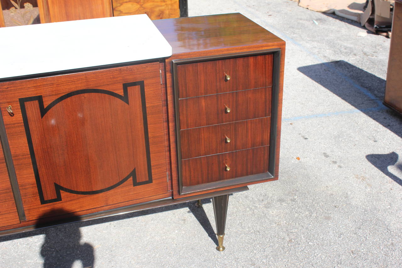 French Art Deco Sideboard or Buffet Palisander with Ebony Inlay, circa 1940 2