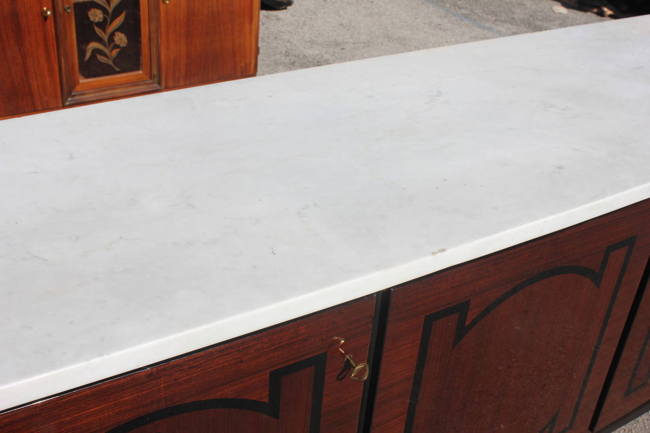 French Art Deco Sideboard or Buffet Palisander with Ebony Inlay, circa 1940 3