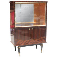 French Art Deco Exotic Macassar Ebony Dry Bar, circa 1940s
