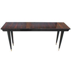 Stunning French Art Deco, Exotic Macassar, Ebony Console Table