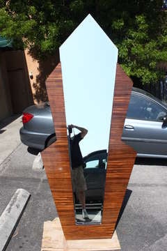 Monumental French Art Deco Exotic Macassar Ebony Zigzag Mirror