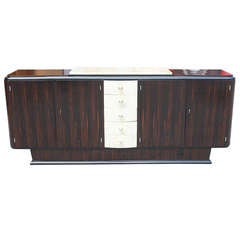 Exceptional French Art Deco Designer Macassar Ebony Buffet with Parchment