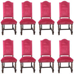 Eight French Antique Louis XIII Style Oak Dining Chairs, circa 1890